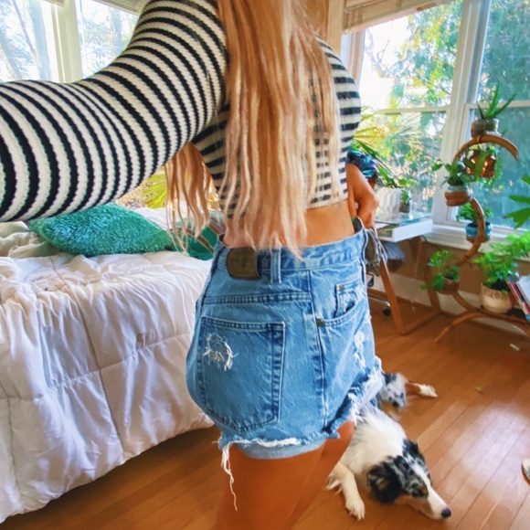 Pants - Distressed Vintage Denim Shorts